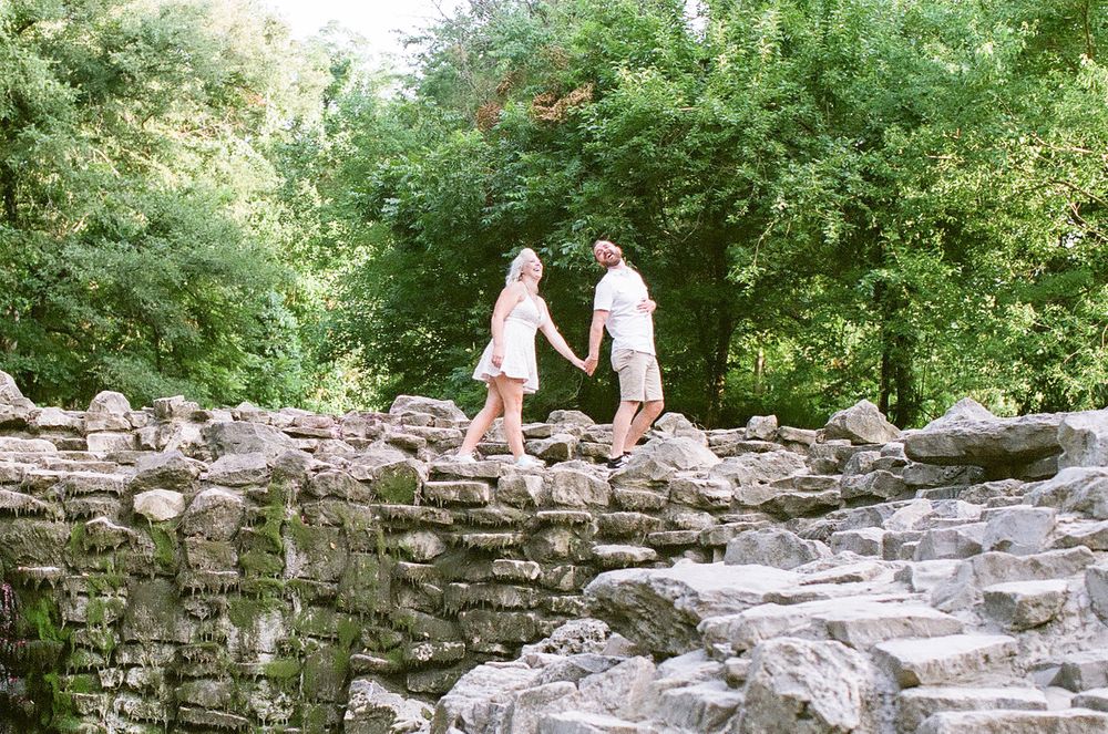 Elizabeth Couch Photography Prairie creek engagement photos waterfall joyful photos
