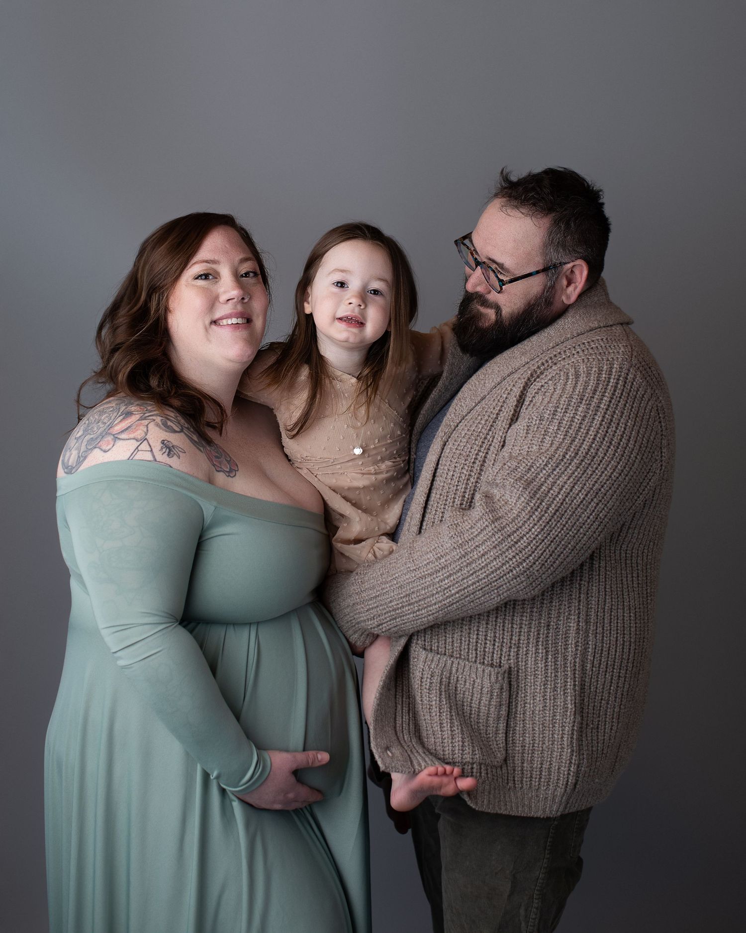 Professional maternity photo with mom and older daughter