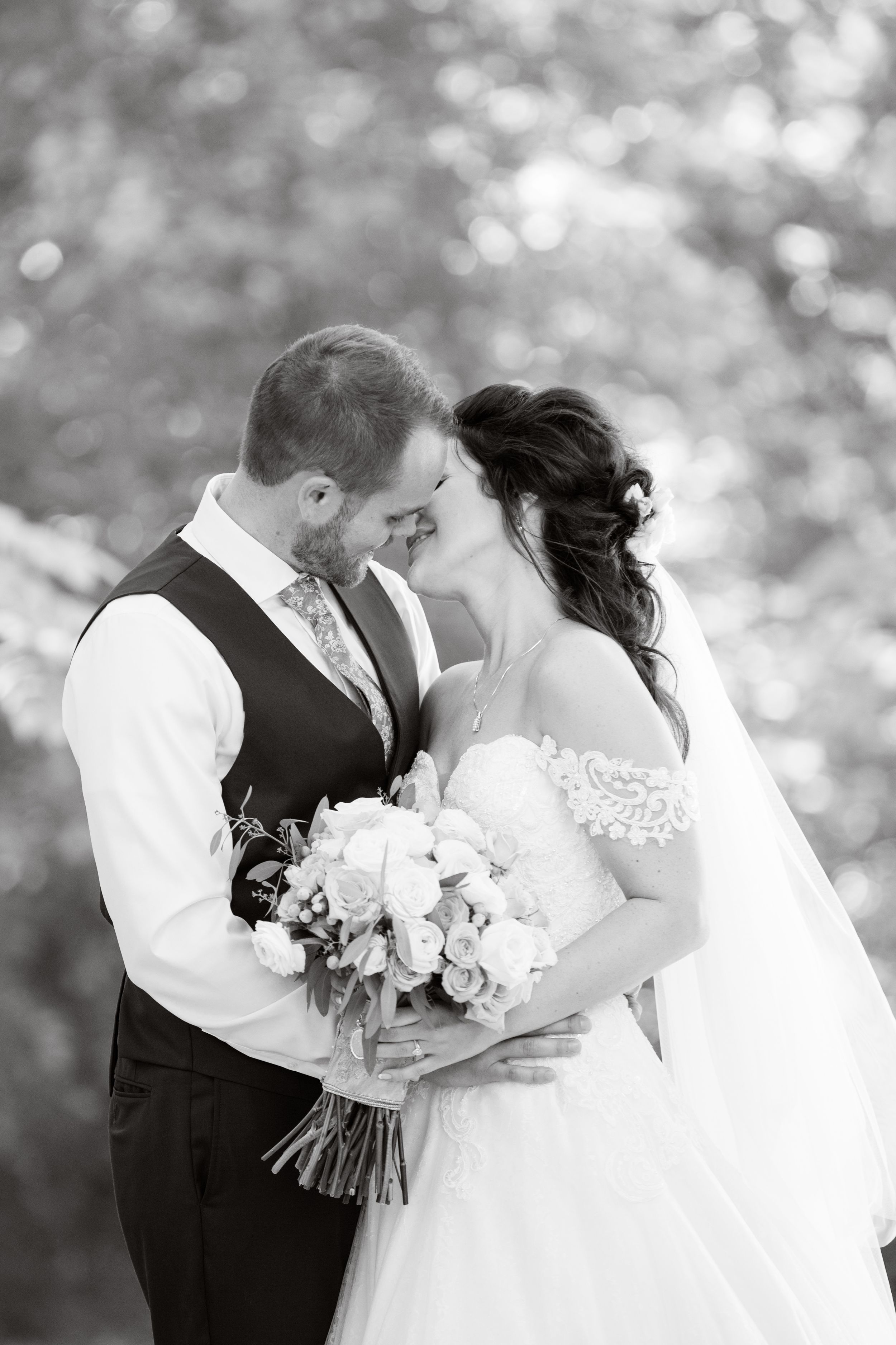 bride and groom portrait black and white michigan wedding photographer