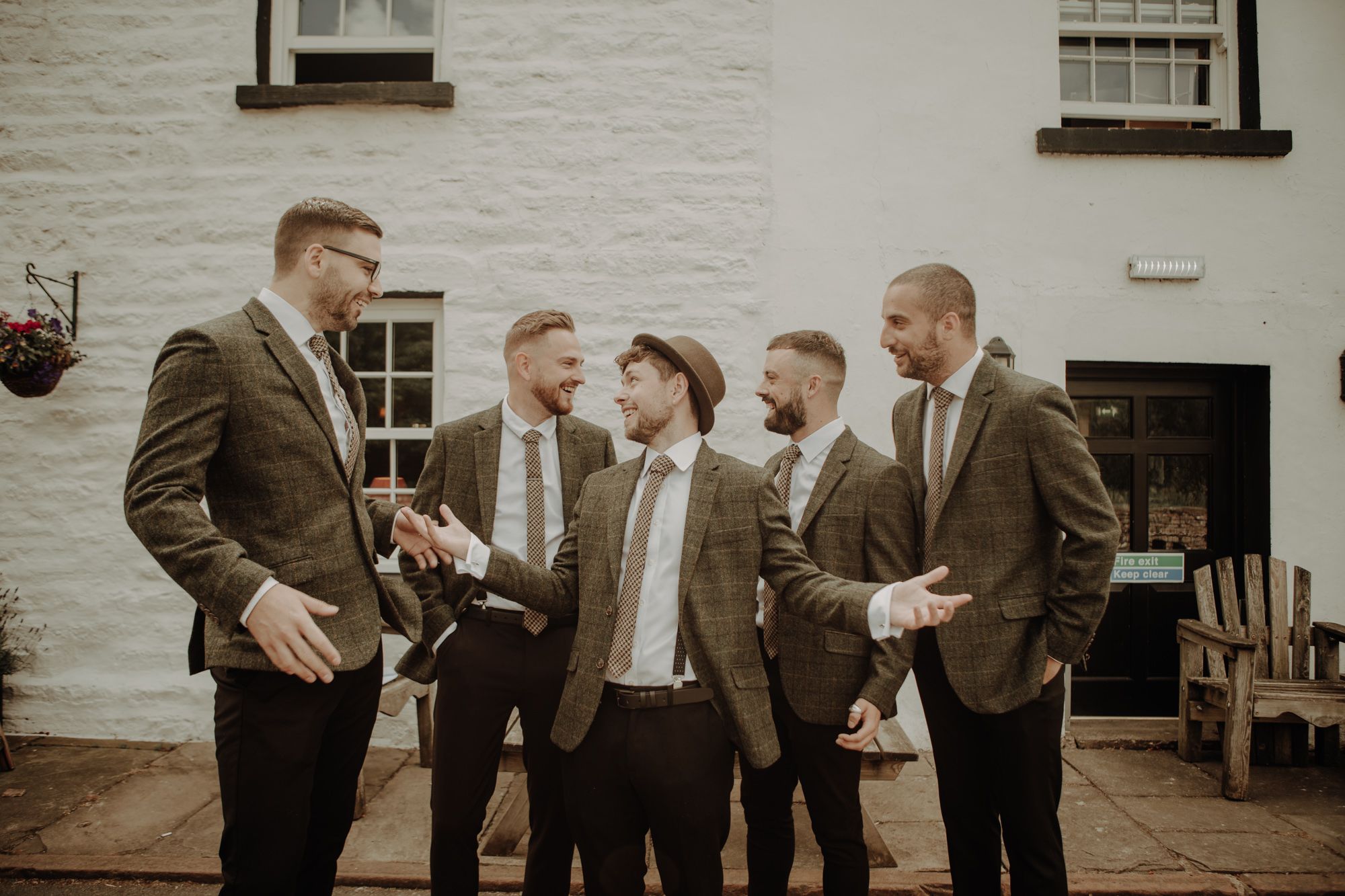 Groom and groomsmen at cumbria wedding