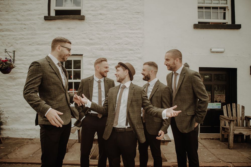 Groom and groomsmen at cumbria wedding