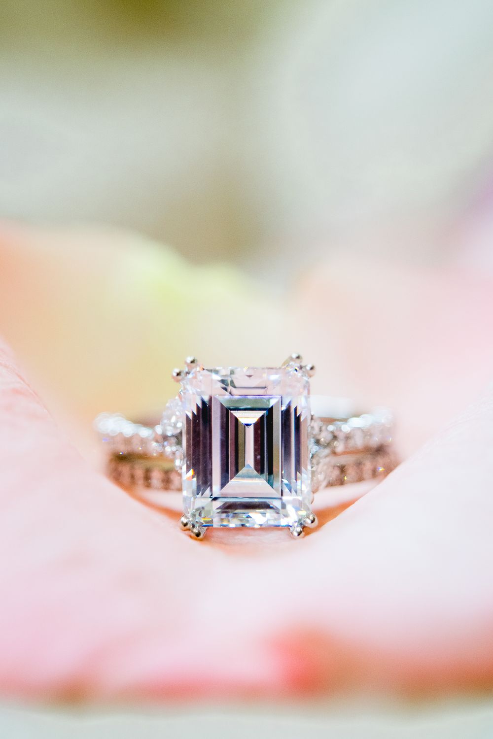 Emerald Cut wedding ring, detailed shot, Benison, Cincinnati OH