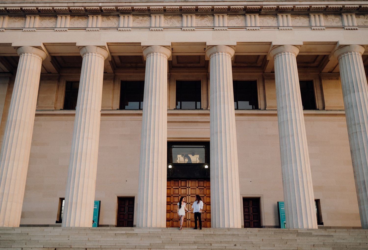 Couple in Auckland Museum for their engagement shoot with Apertured Media-Auckland Wedding Photographer