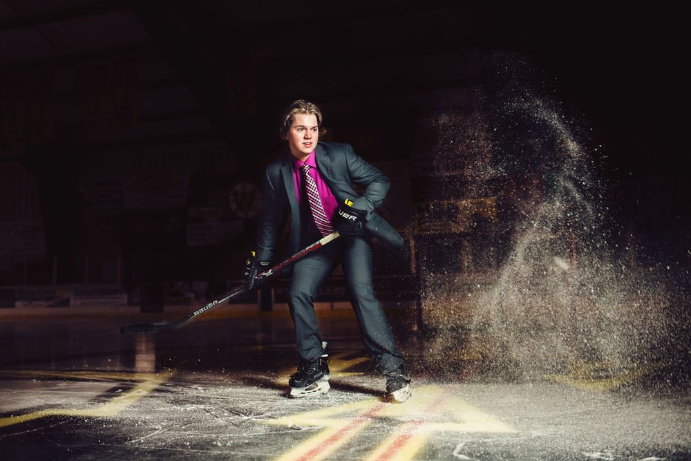 hockey player in a suite on the ice