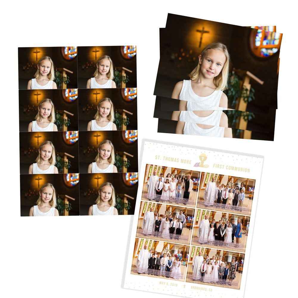 school portrait package with different sized prints
