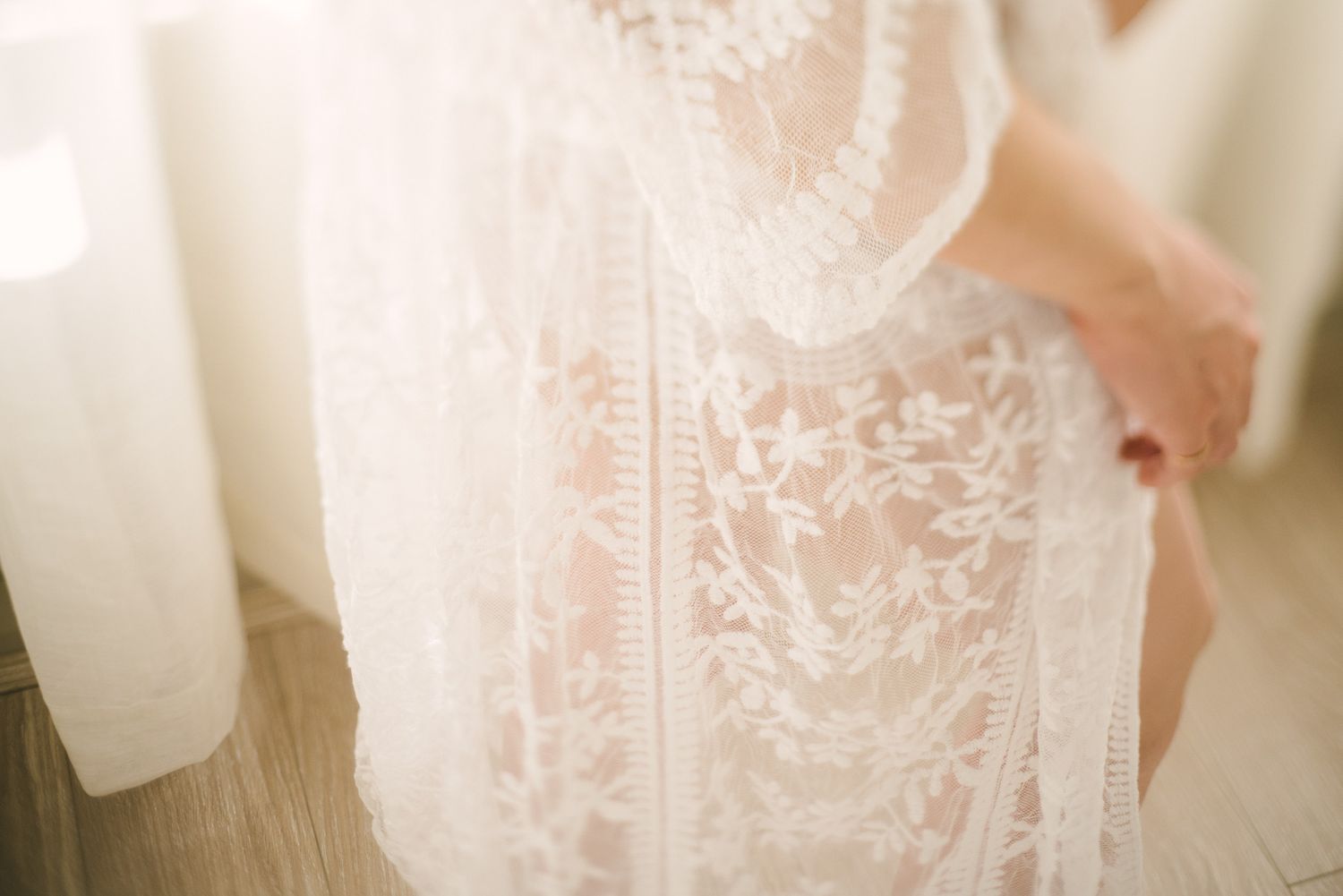 maternity gown with white lace