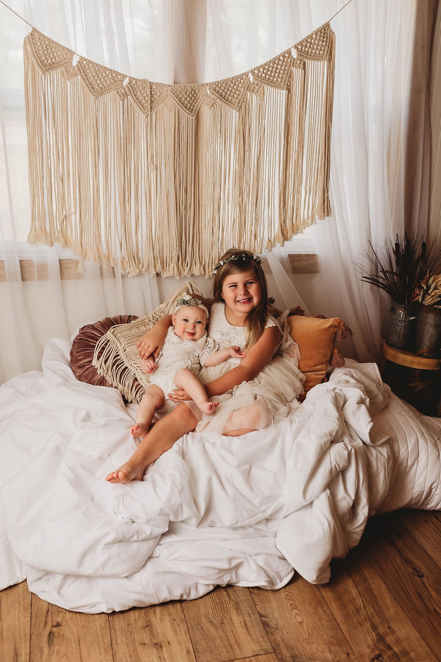 sisters, boho set up, studio session, macrome