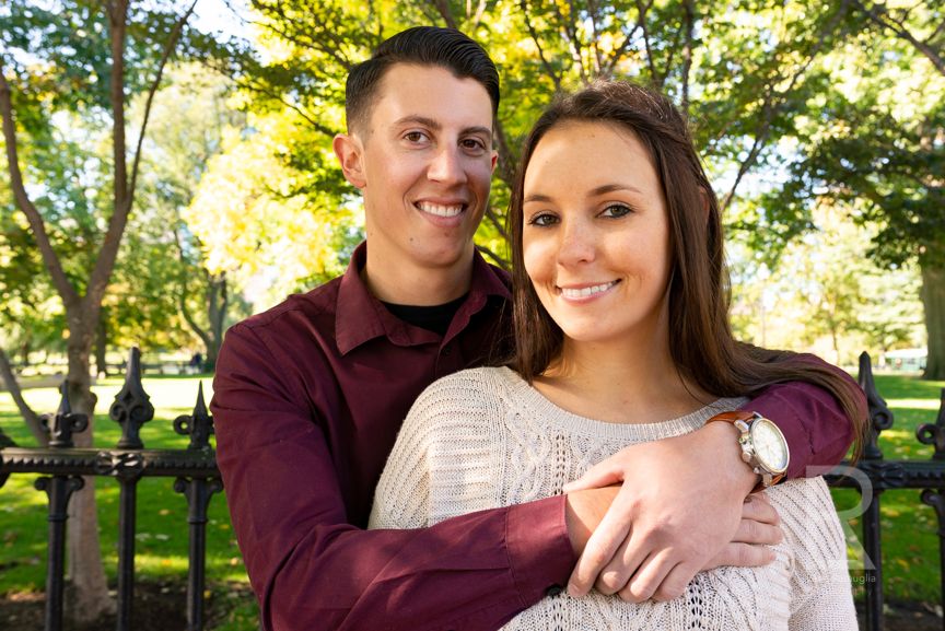 Leah Ramuglia Photography autumn fall foliage Engagement portraits in the Boston Common, MA
