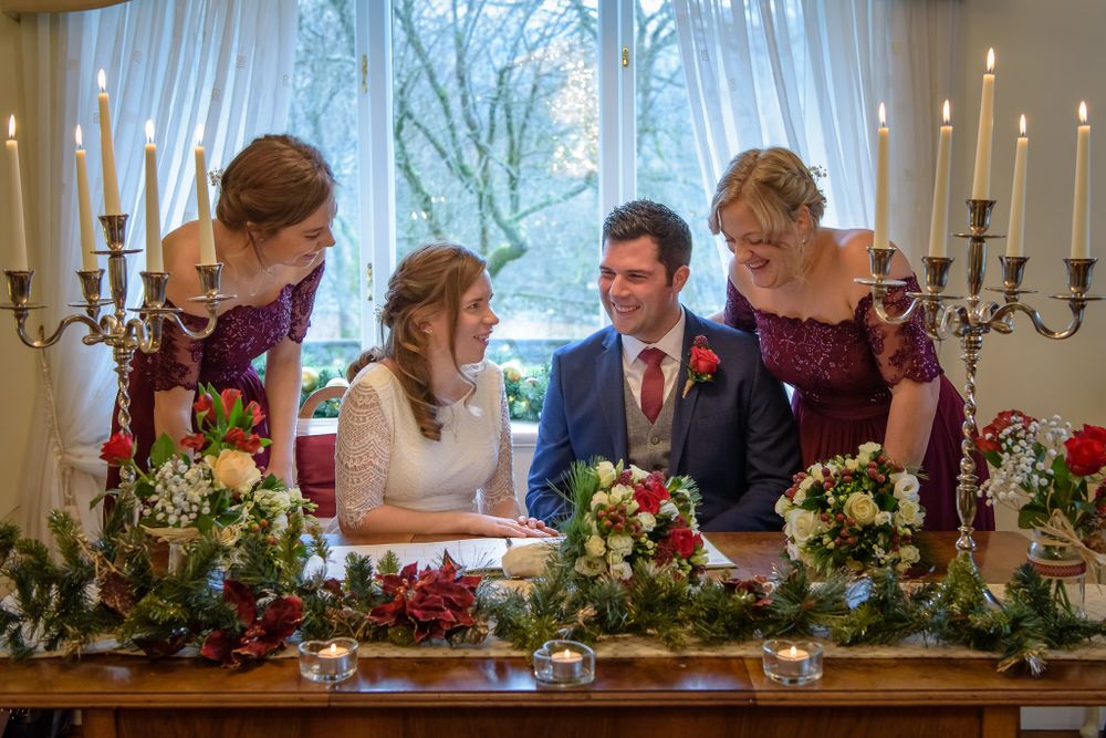Signing the register at Cote How Wedding Venue