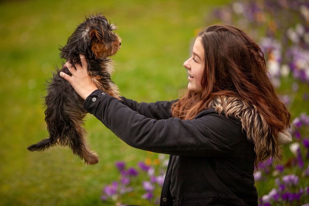 baas met hond op de foto