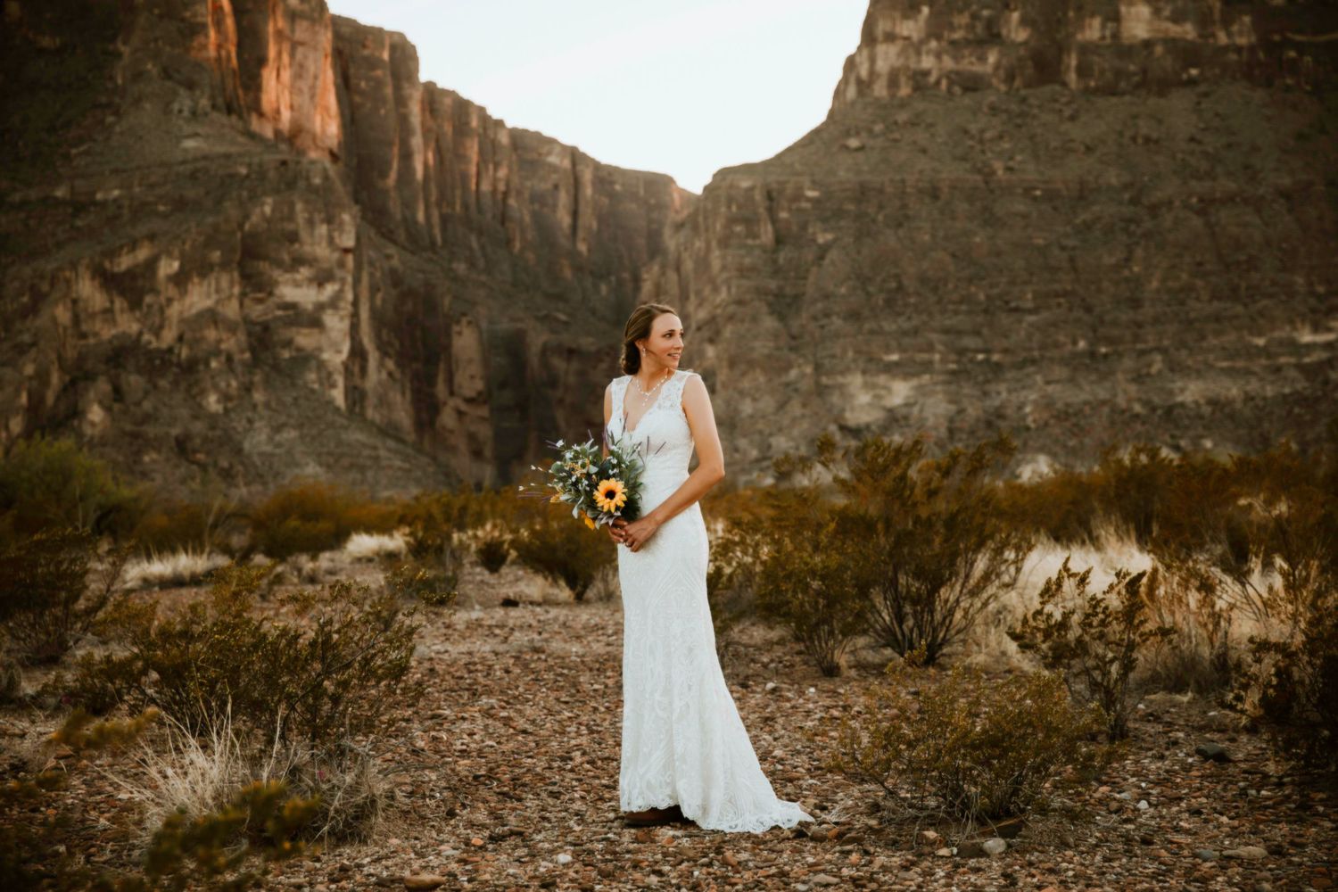 Bridal Portraits at Santa Elena Canyon in Big Bend by Cali Layton Photography, a Texas Wedding Photographer.