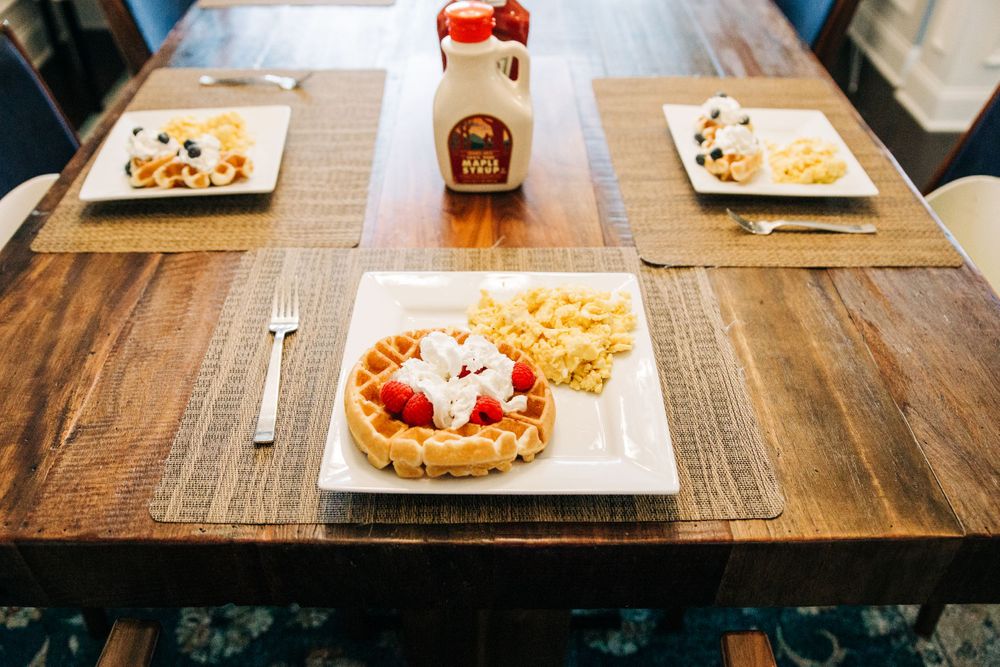 waffle breakfast made for a family photo session at home