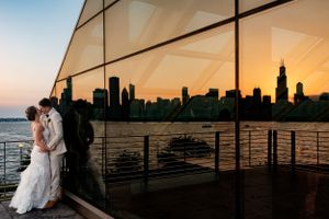 Sunset Chicago Adler Planetarium wedding