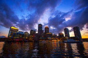 Boston Harbor photography at Sunset in Boston Massachusetts