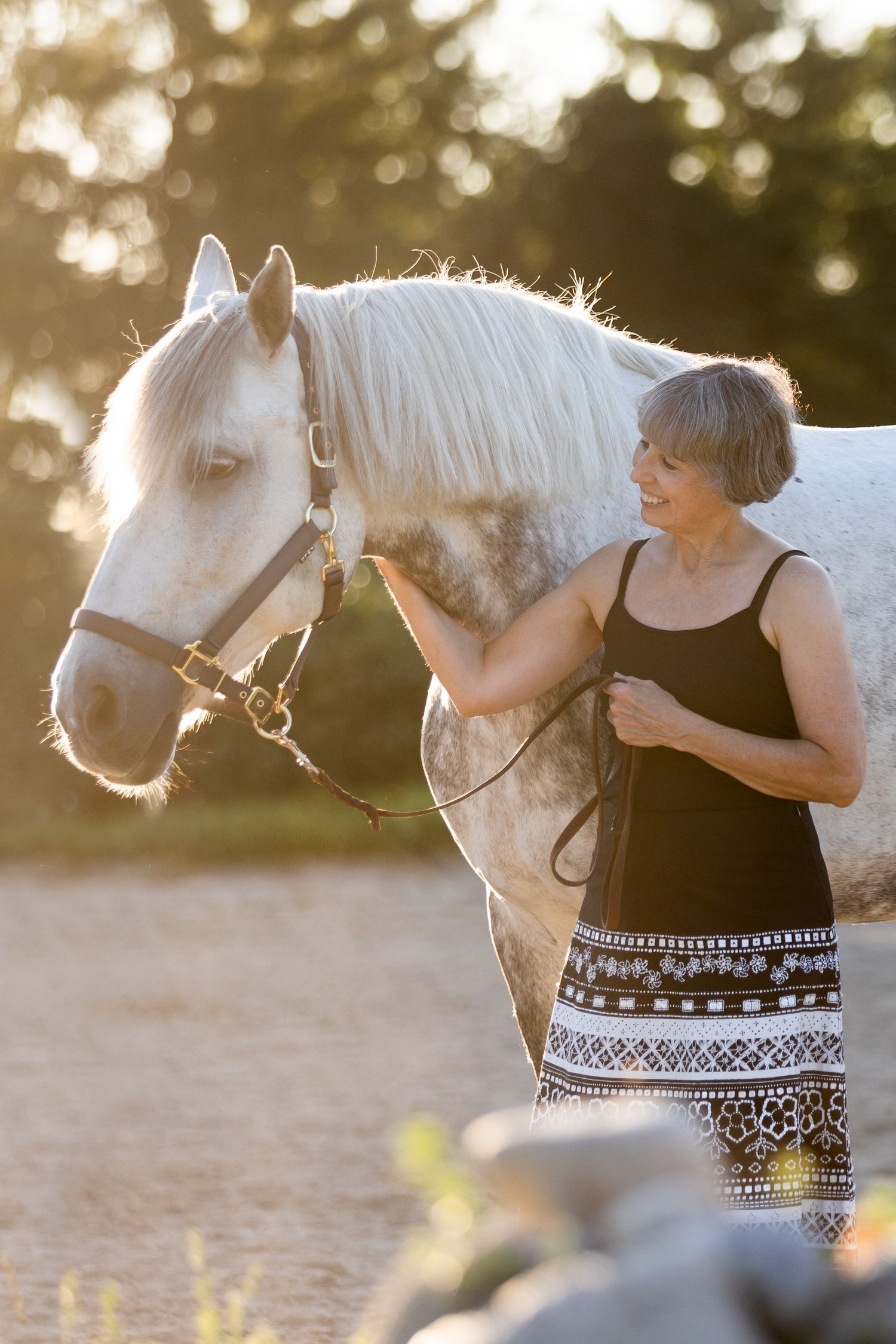 Horse photography portrait session dapple grey mare and equestrian