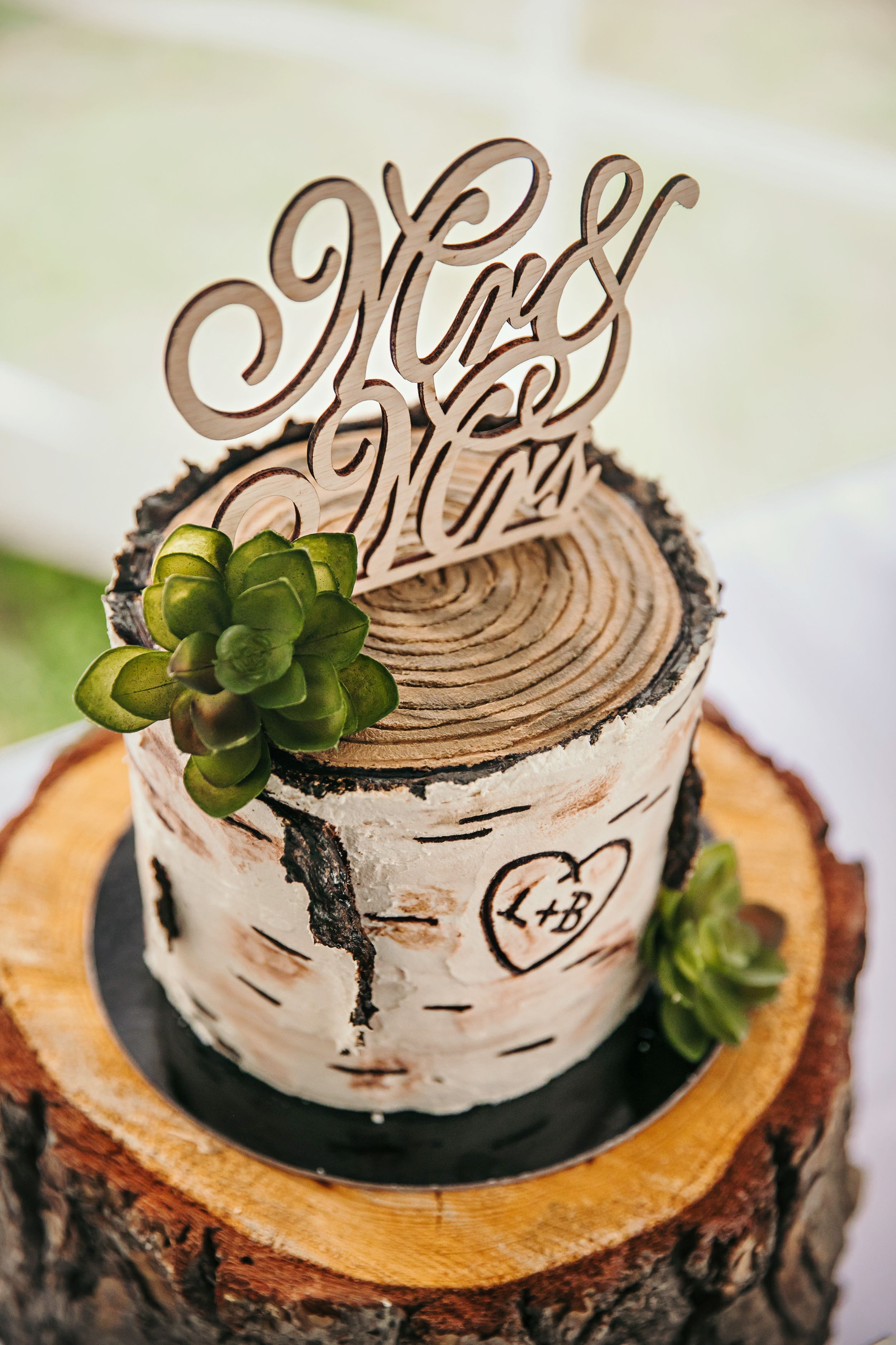 Rustic Farmhouse Backyard Wedding Photos by London Ontario Photographer Shawn Van Daele Birch Tree Wedding Cake