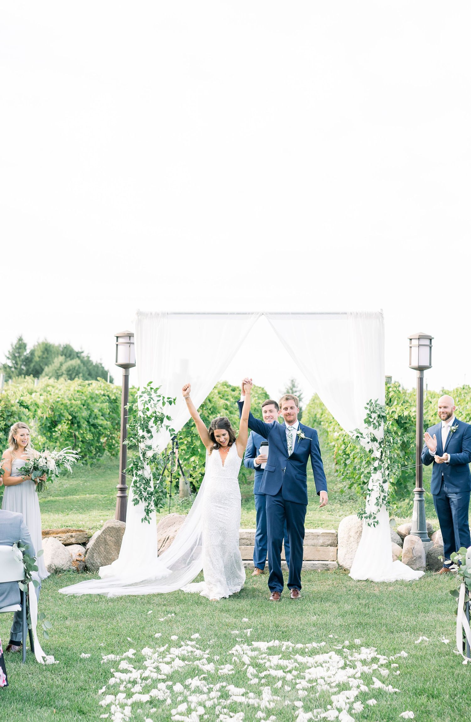 Vineyard photos with white willow events at Prairie Moon Winery wedding in Ames, Iowa