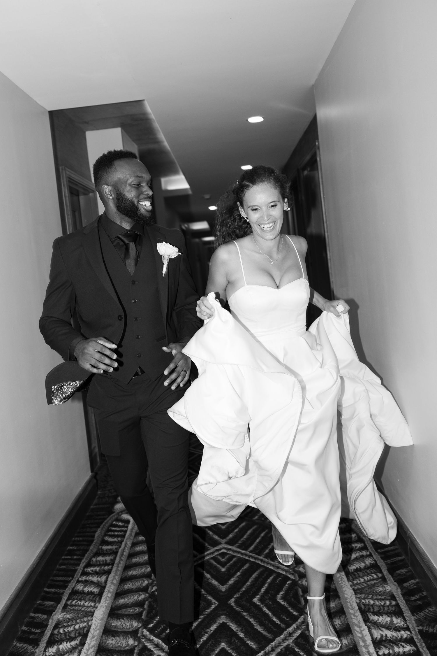 Modern hotel wedding bride and groom direct flash portraits at The Ben West Palm Beach captured by Lindsay McDow Photography