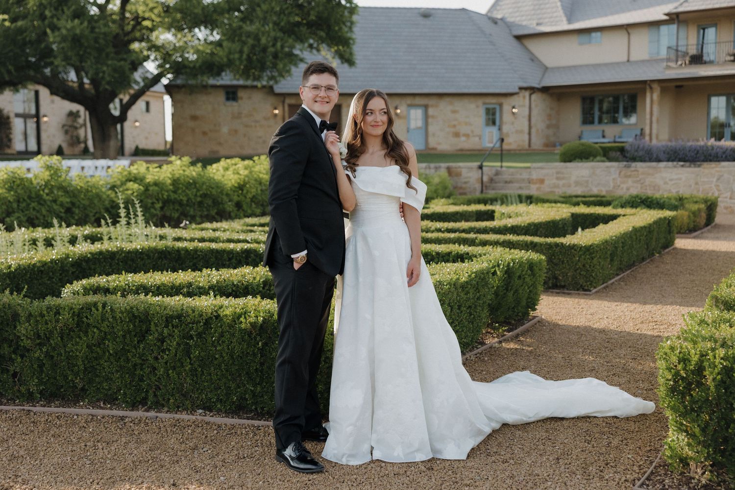 Editorial-style wedding portraits at The Bower’s garden estate in Edmond, Oklahoma