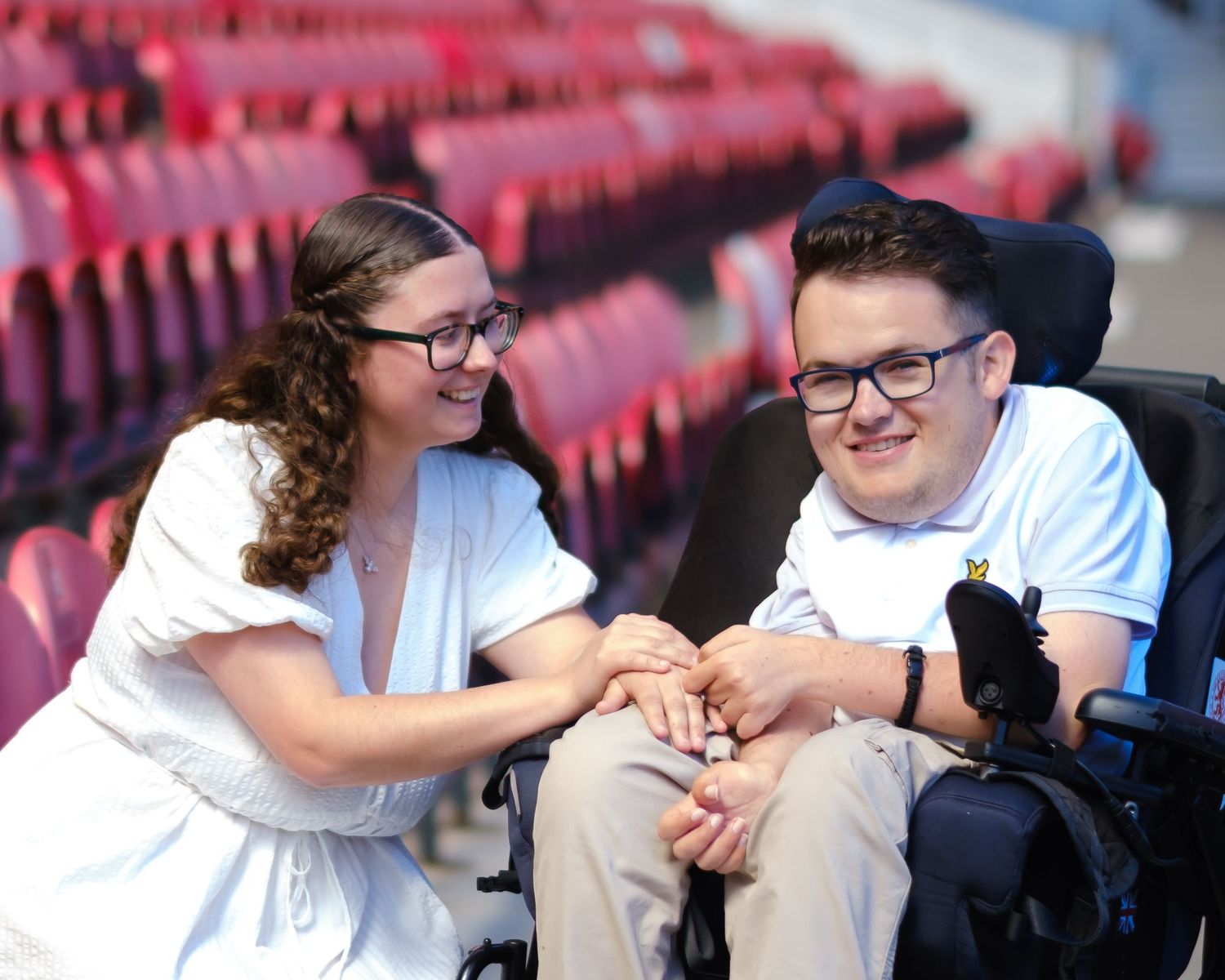Lucy and Owen sat near the front row at Riverside Stadium, Middlesbrough.