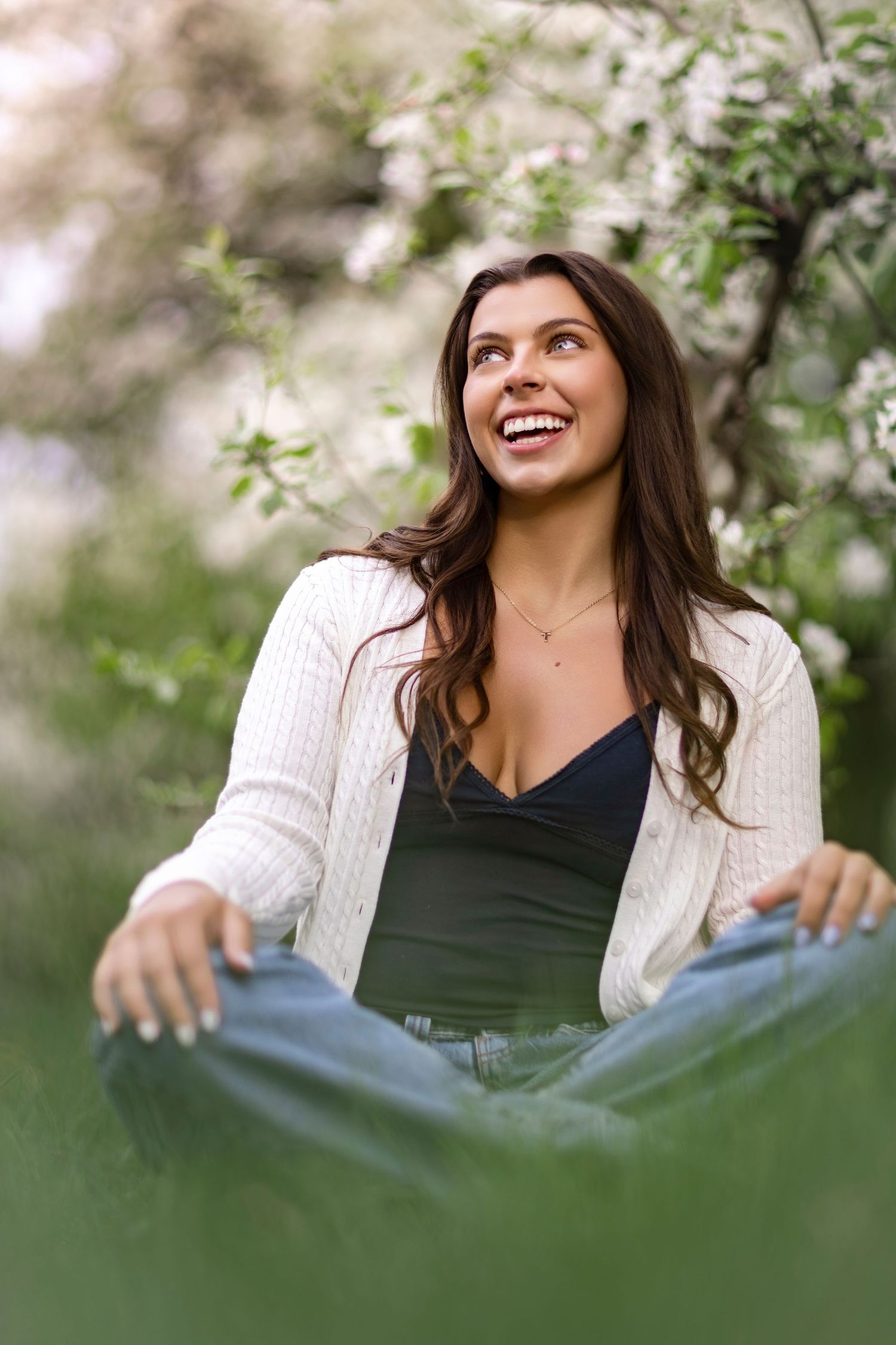 pring senior session with golden hour light on a farm in Van Buren County, Michigan