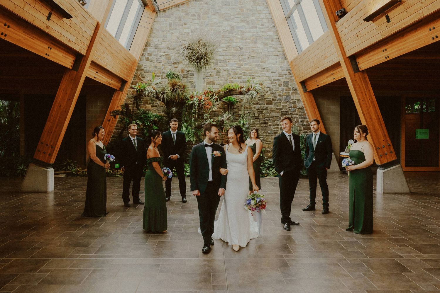 Fun wedding party photo at Calgary Zoo, captured by a Calgary wedding photographer who focuses on real, joyful moments.