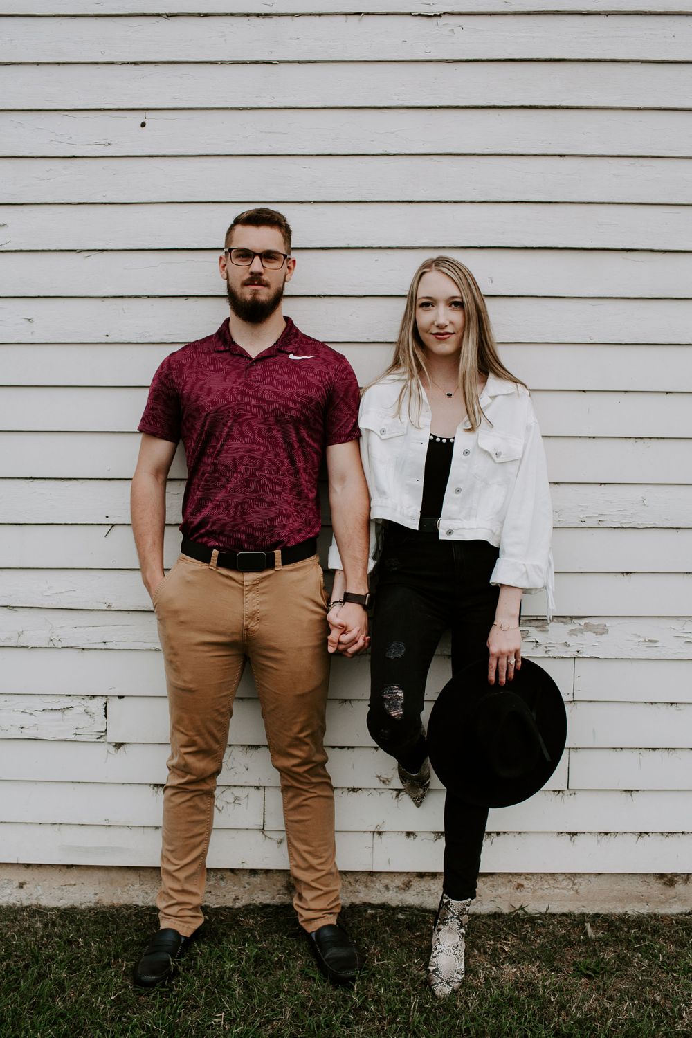 couple holding hands during Nashville tennessee sunset engagement session