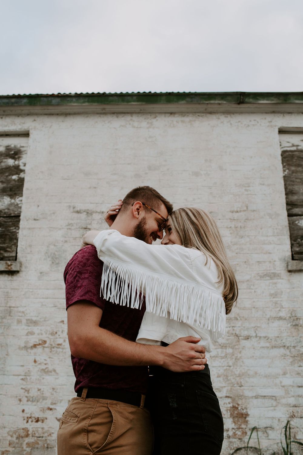 couple standing close to each other at harlinsdale farm in Nashville tennessee