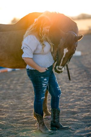 sun flare golden hour sunset horse and rider portraits senior photos