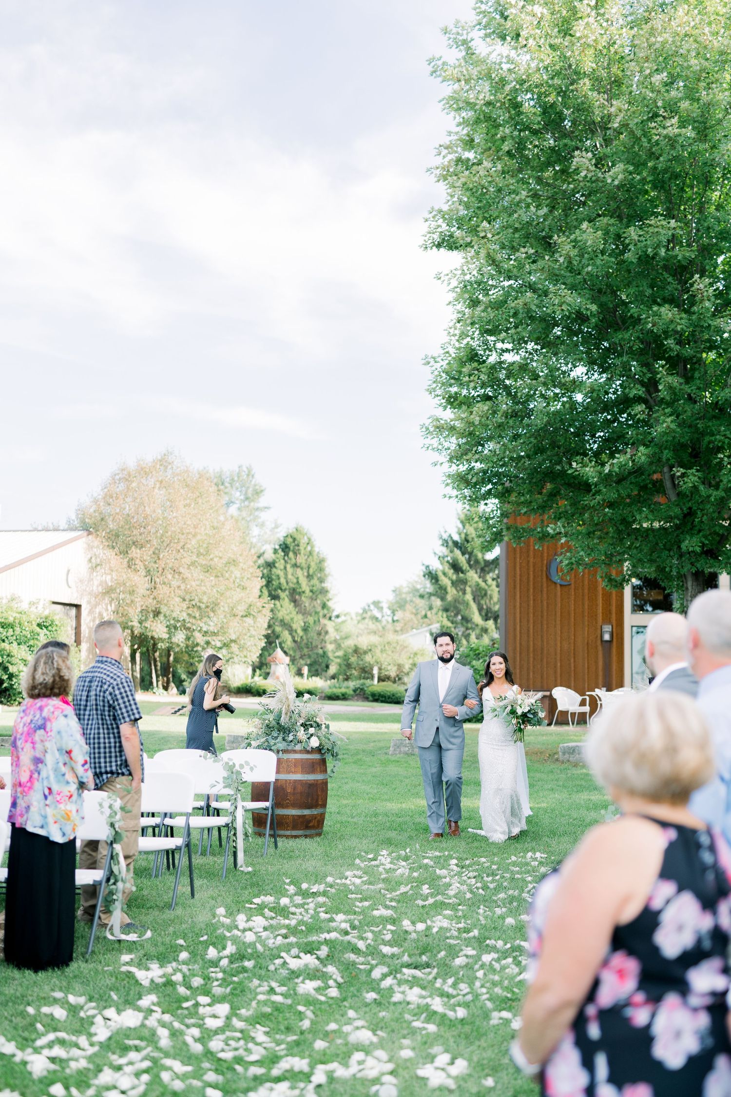 Vineyard photos with white willow events at Prairie Moon Winery wedding in Ames, Iowa