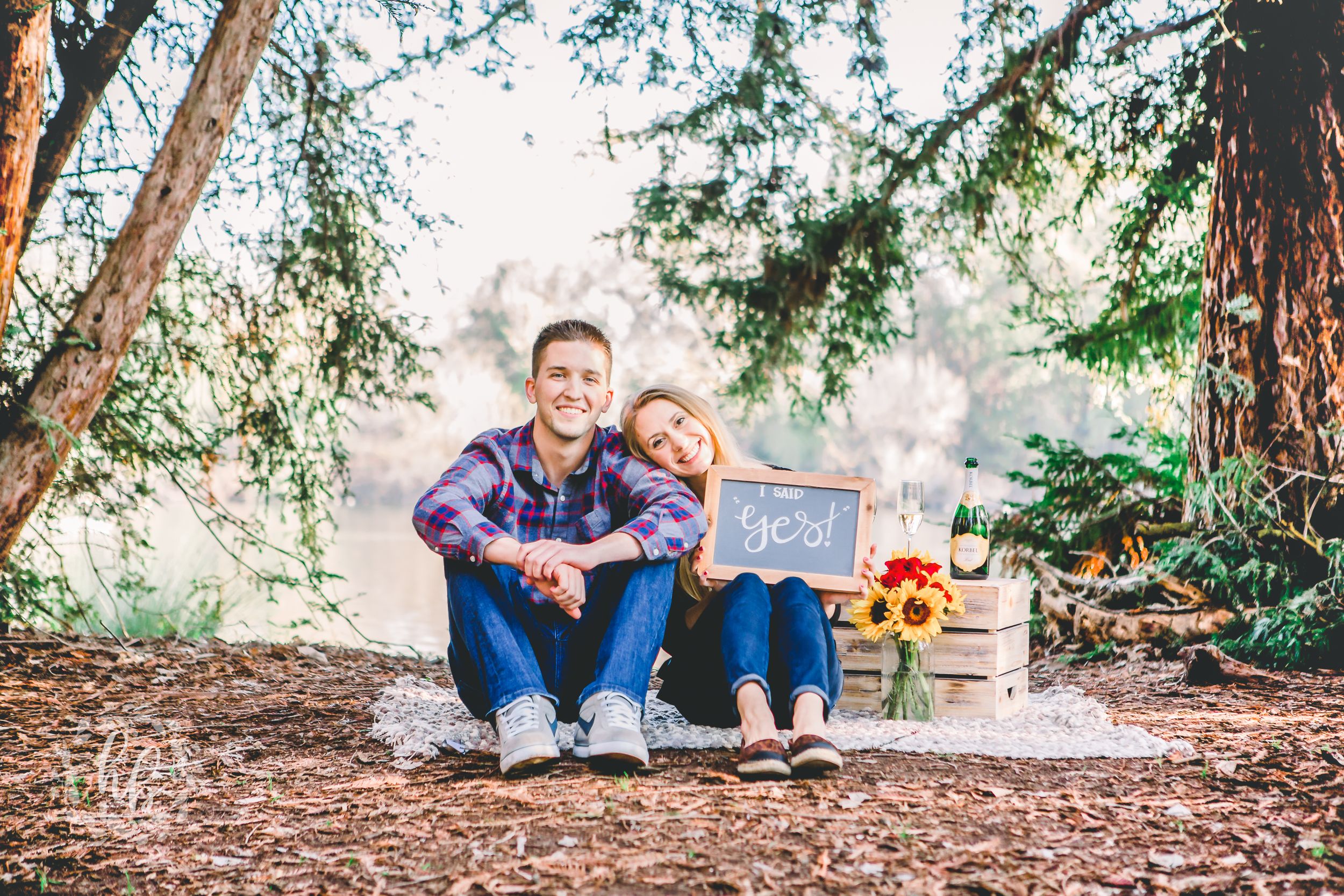 lakeside proposal engagement photos