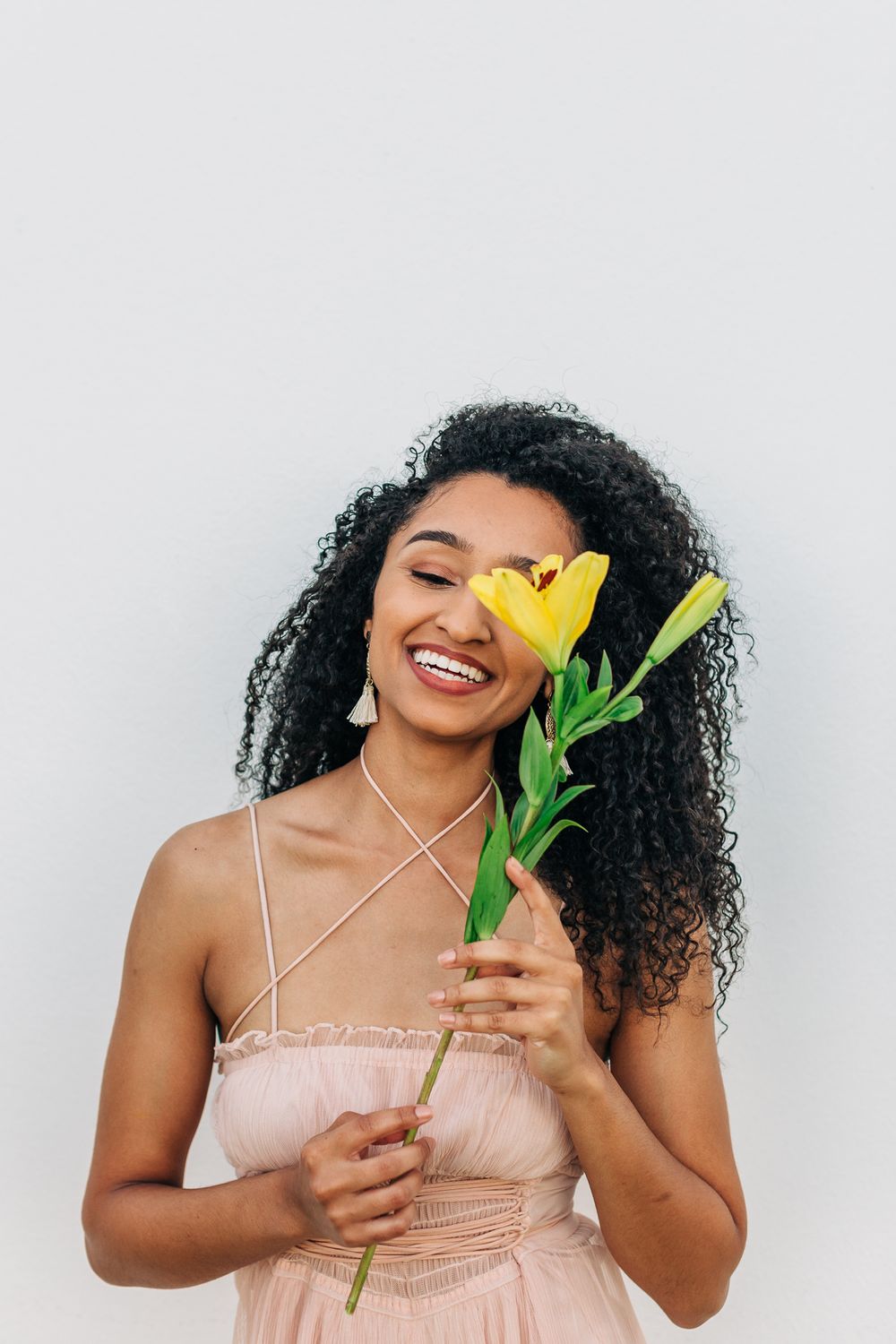 Happy Girl with Flowers Portrait Photography in Jacksonville Florida by Barry Mickler