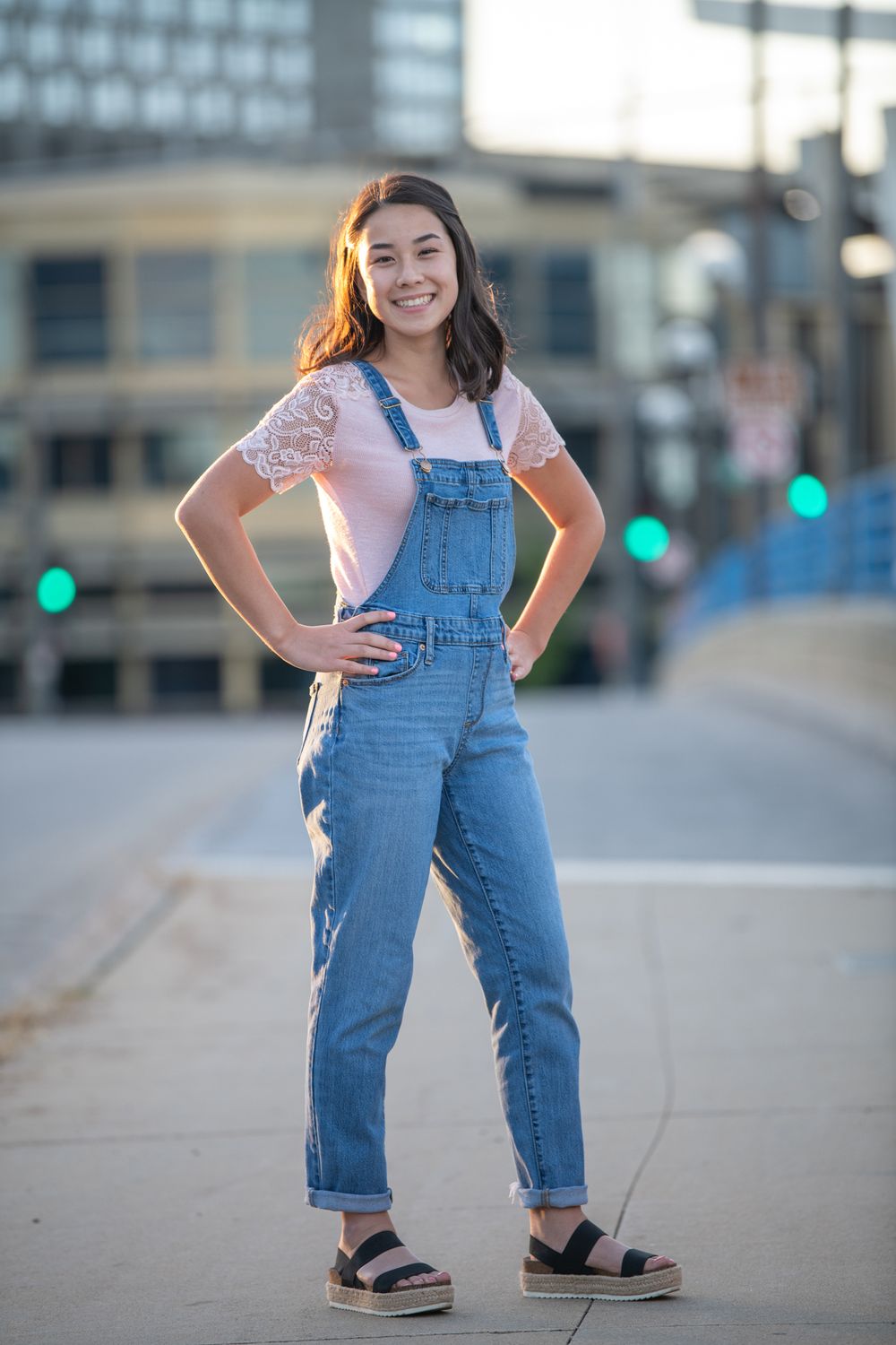 Senior Girl in Overalls