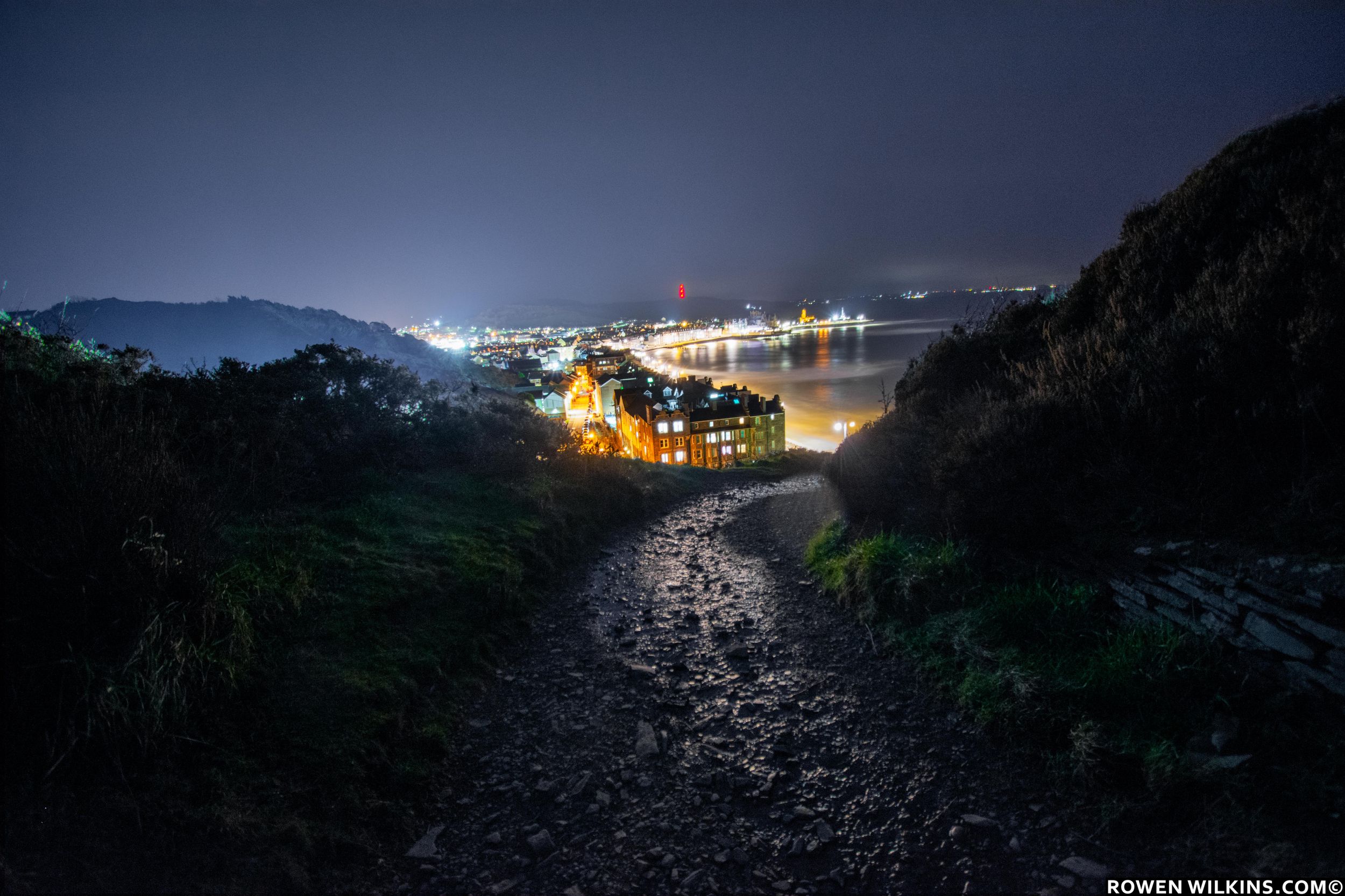 Aberystwyth, coastline; from above, town