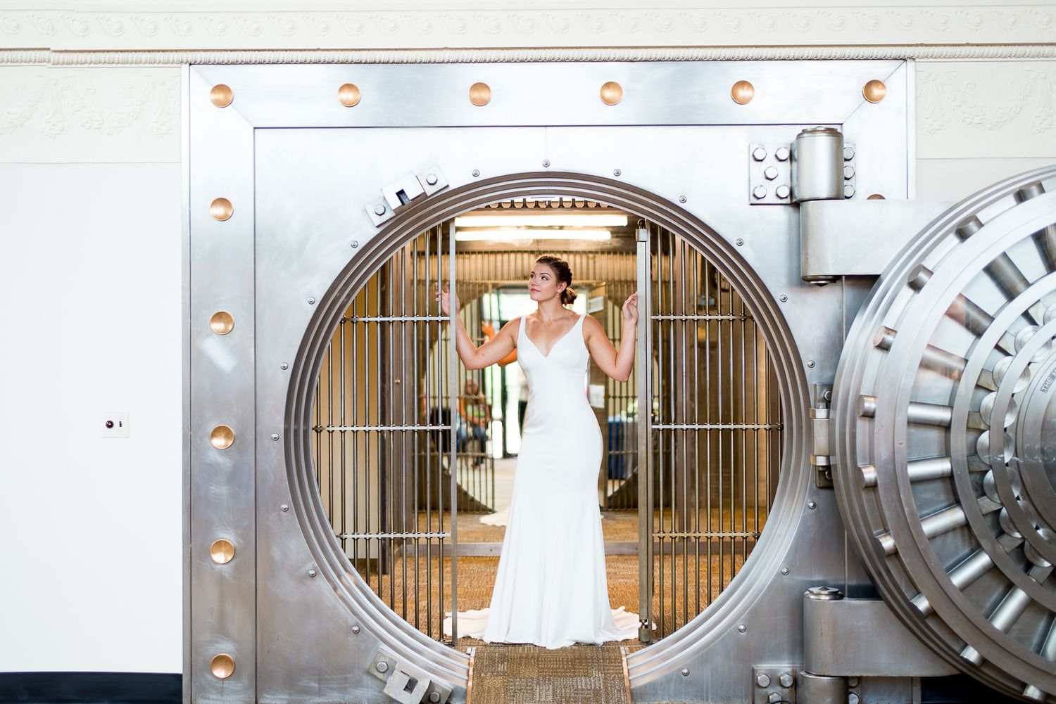 bride in vault, wedding, Benison, Cincinnati OH
