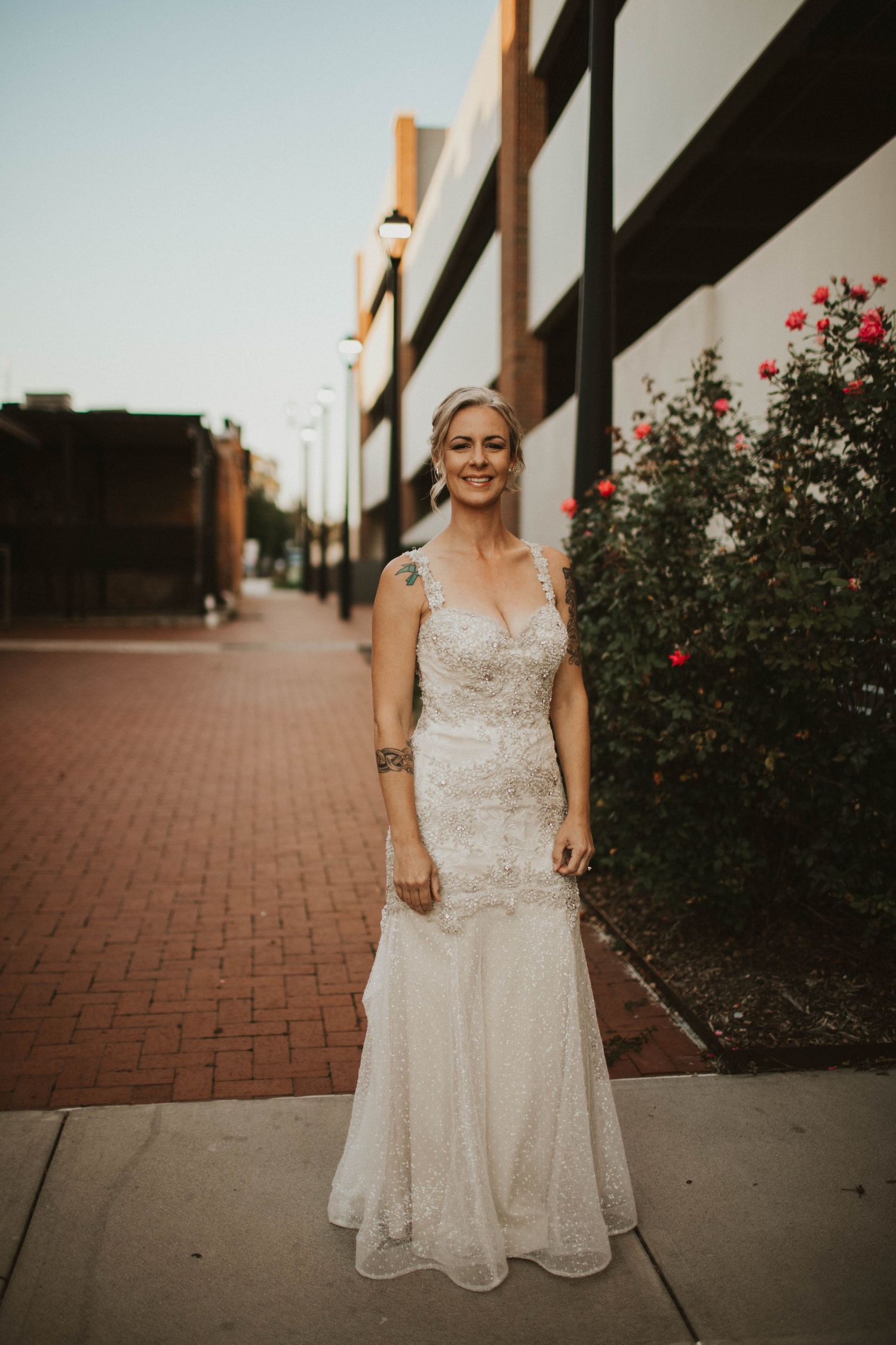 Bridal Portrait outside of Greenville, NC venue Uptown Brewery.