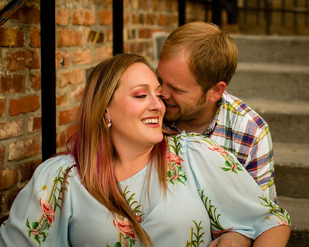 Outdoor Patio Engagement Photos in Omaha, NE