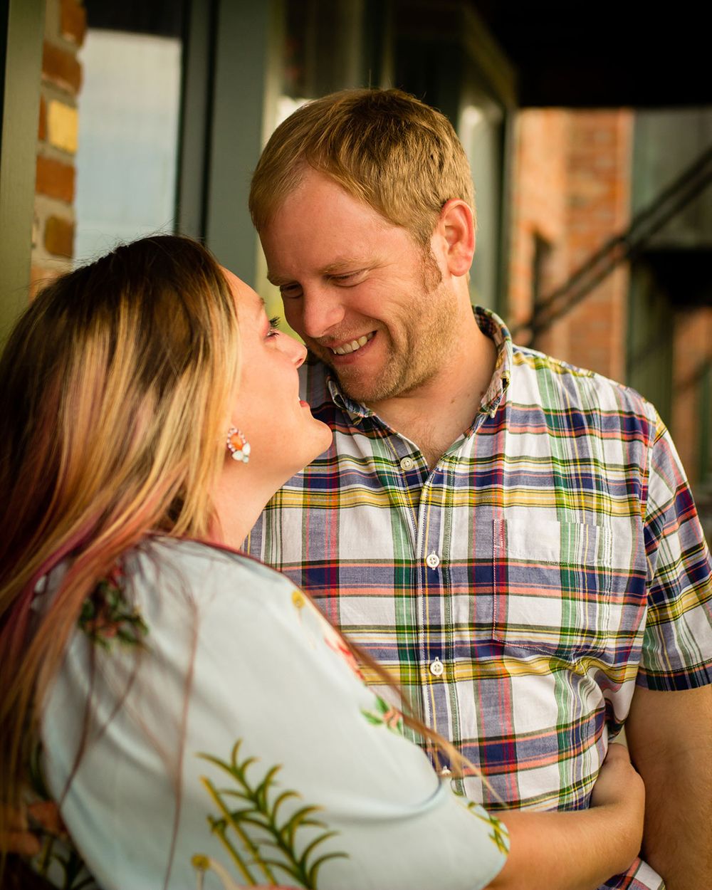 Outdoor Patio Engagement Photos in Omaha, NE