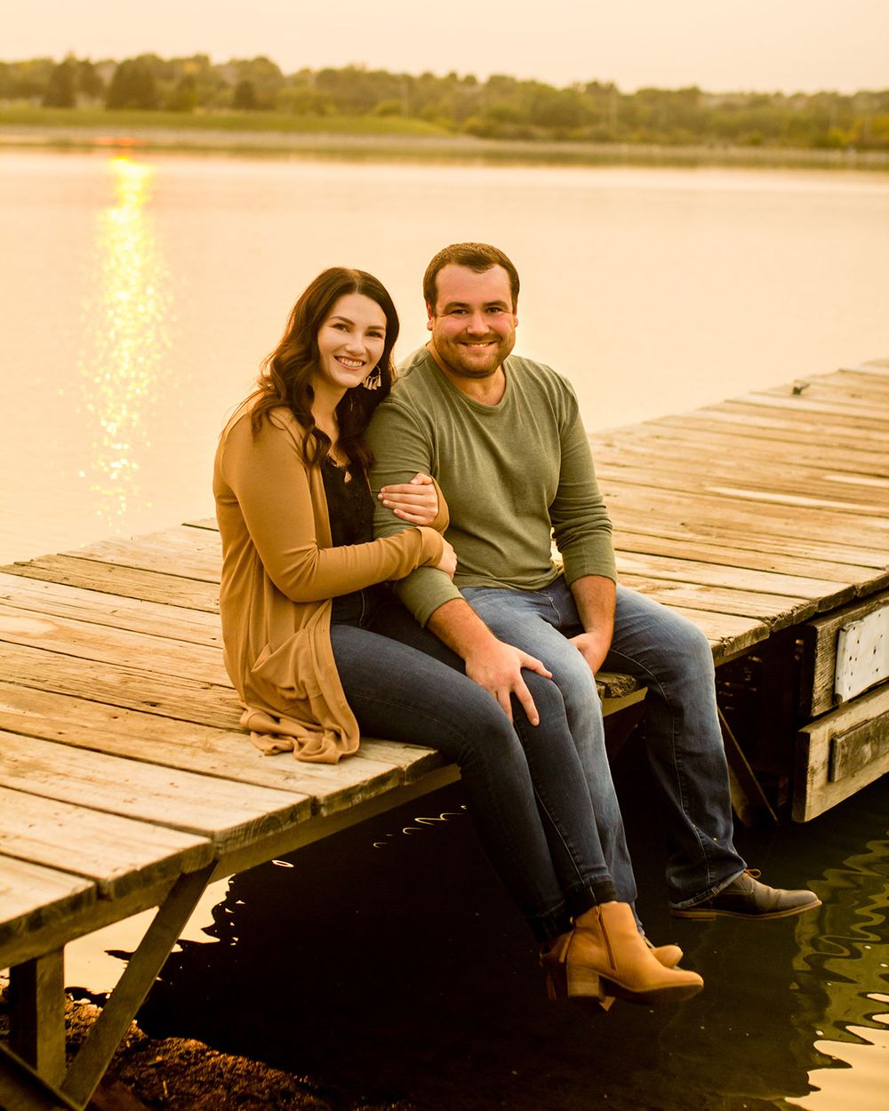 Engagement Dock by the Lake Photos in Omaha, NE