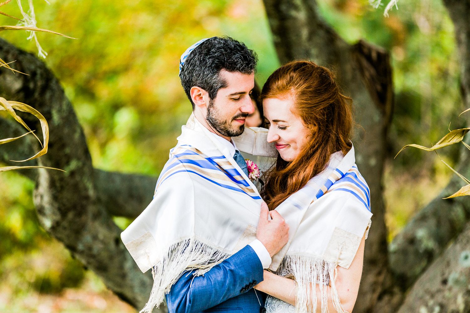 bride and groom during jewish wedding ceremony