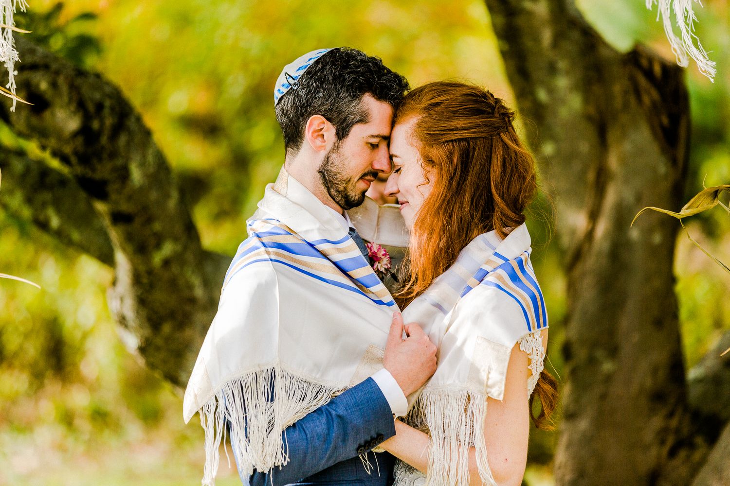 bride and groom during jewish wedding ceremony