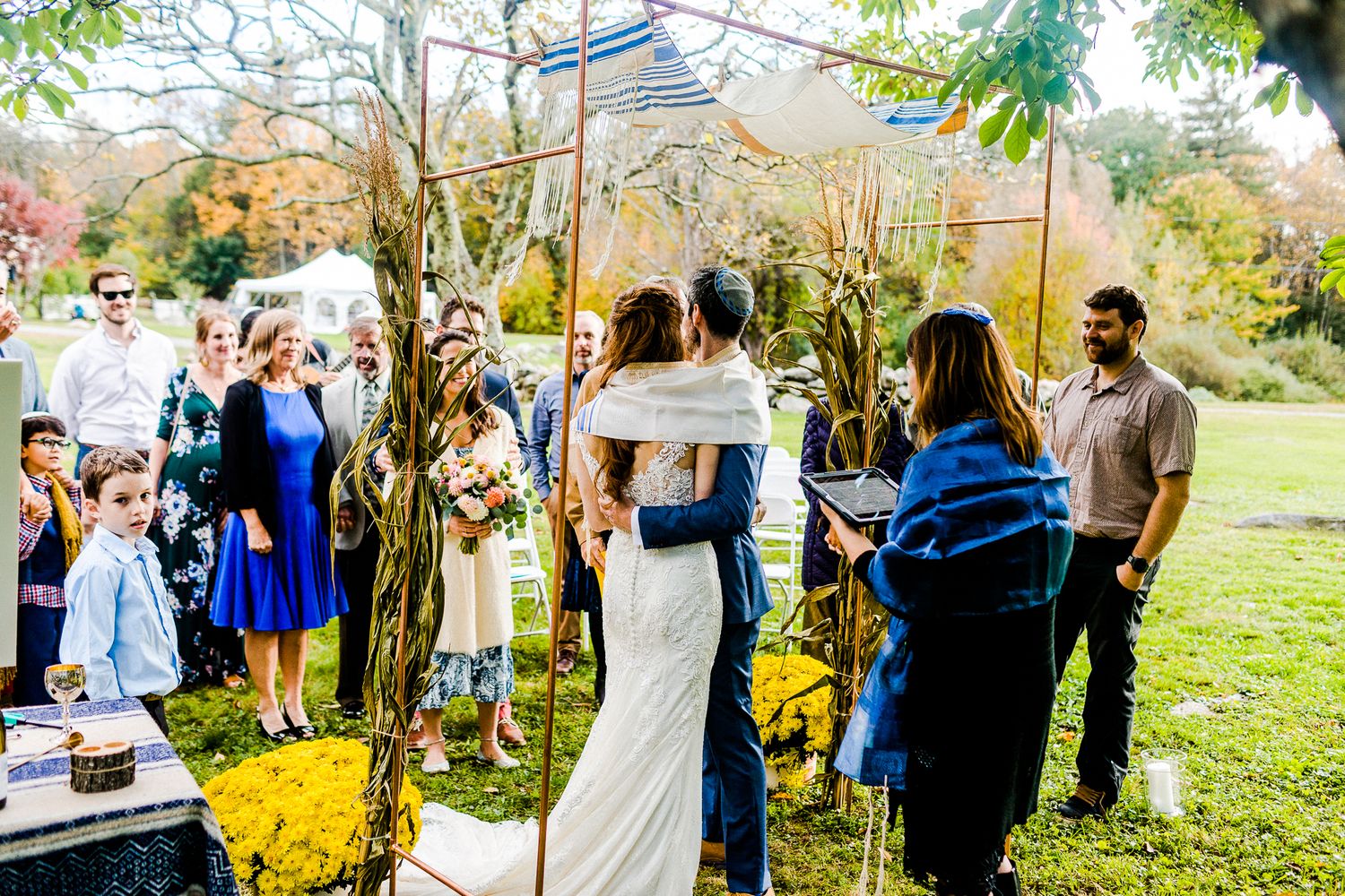 bride and groom during jewish wedding ceremony