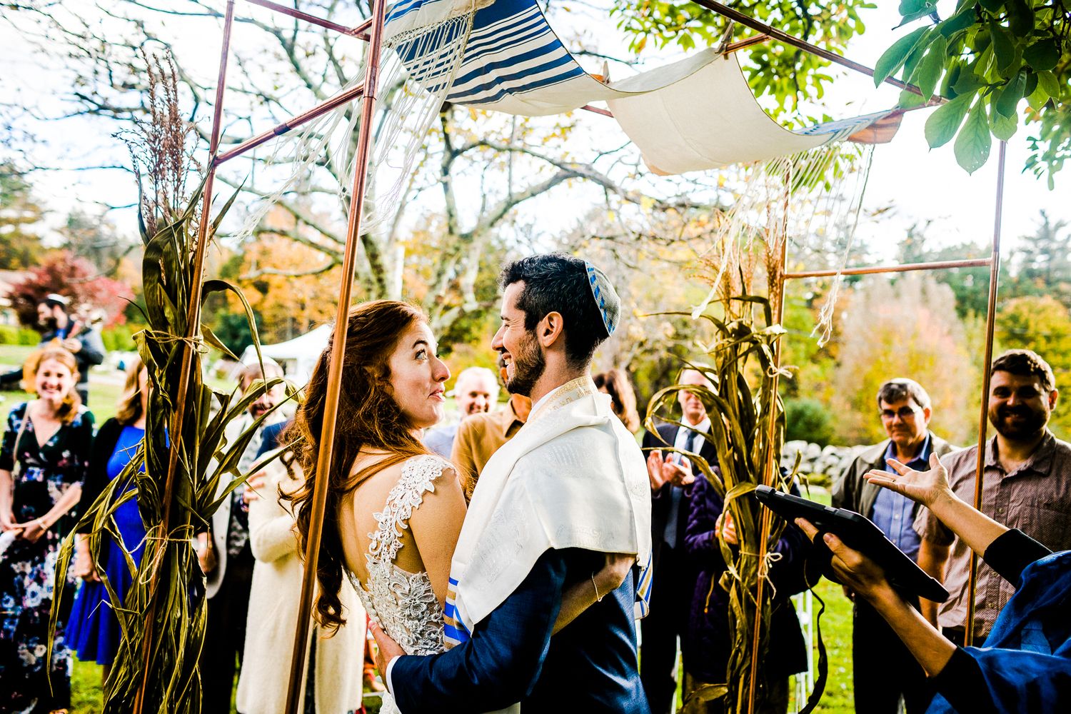 bride and groom during jewish wedding ceremony