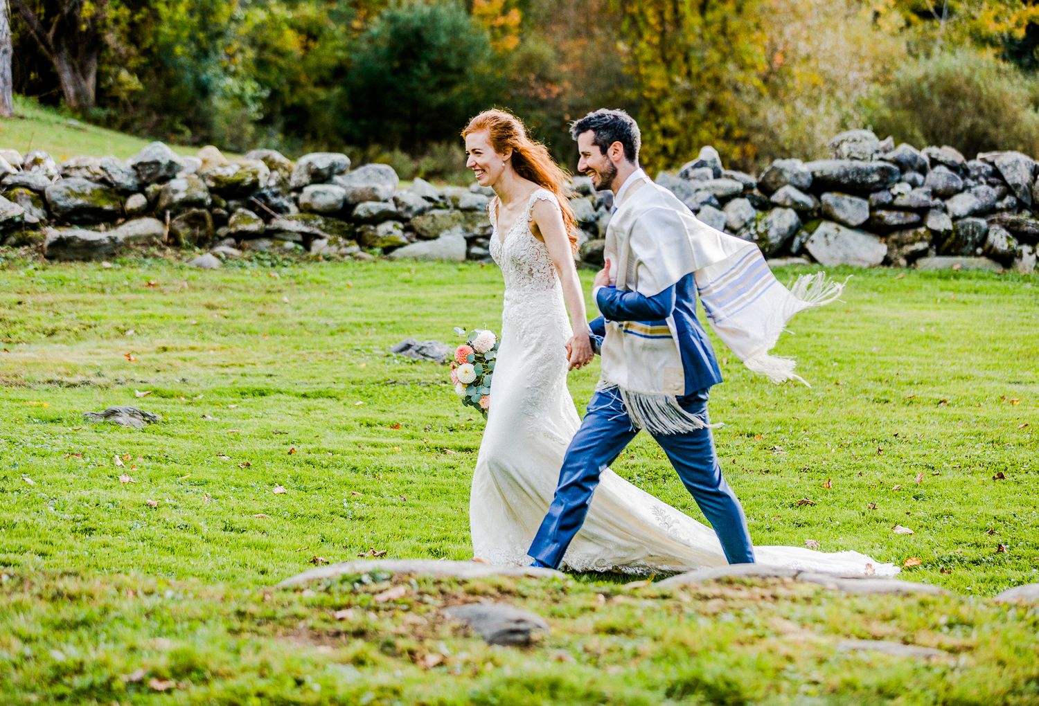 bride and groom during jewish wedding ceremony