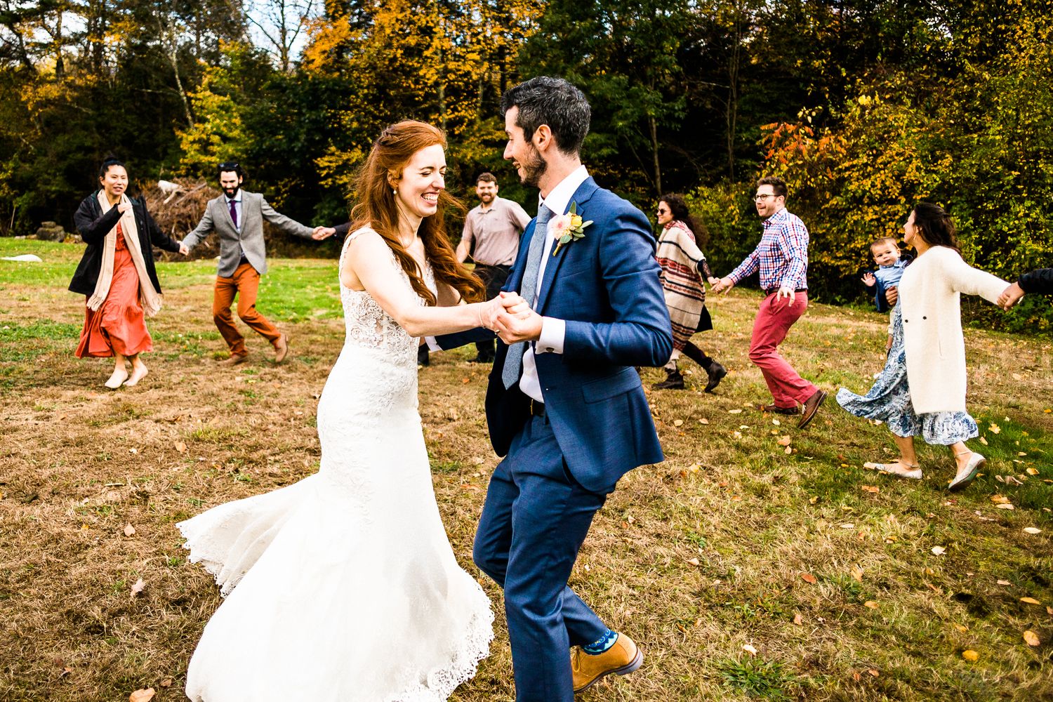 horah dance at outdoor wedding