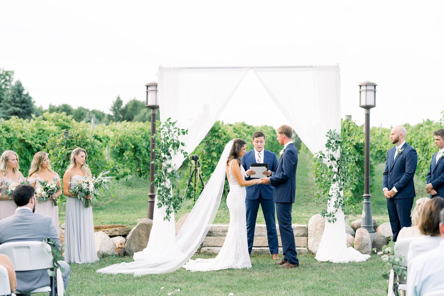 Vineyard photos with white willow events at Prairie Moon Winery wedding in Ames, Iowa