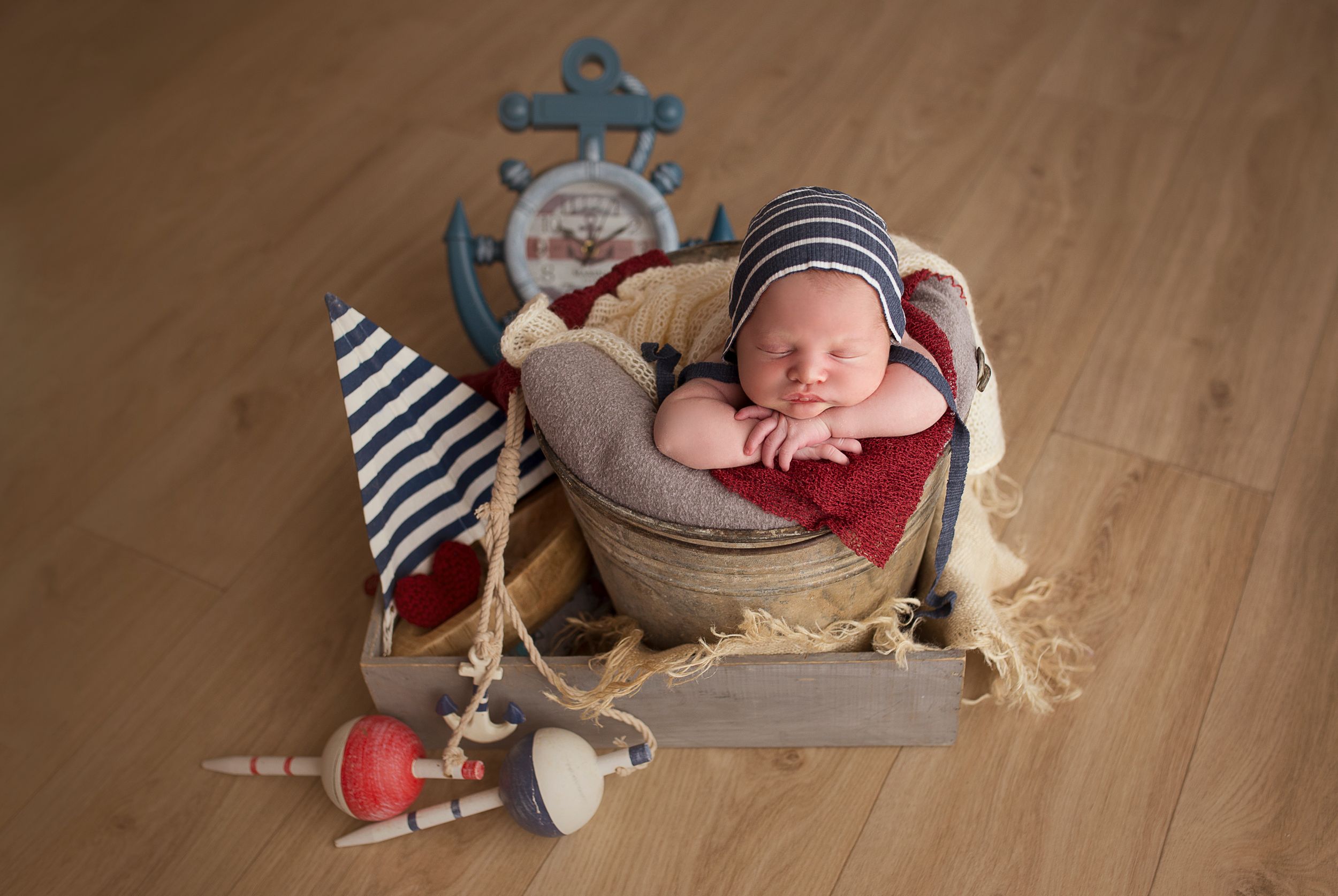 Nautical theme newborn boy set up