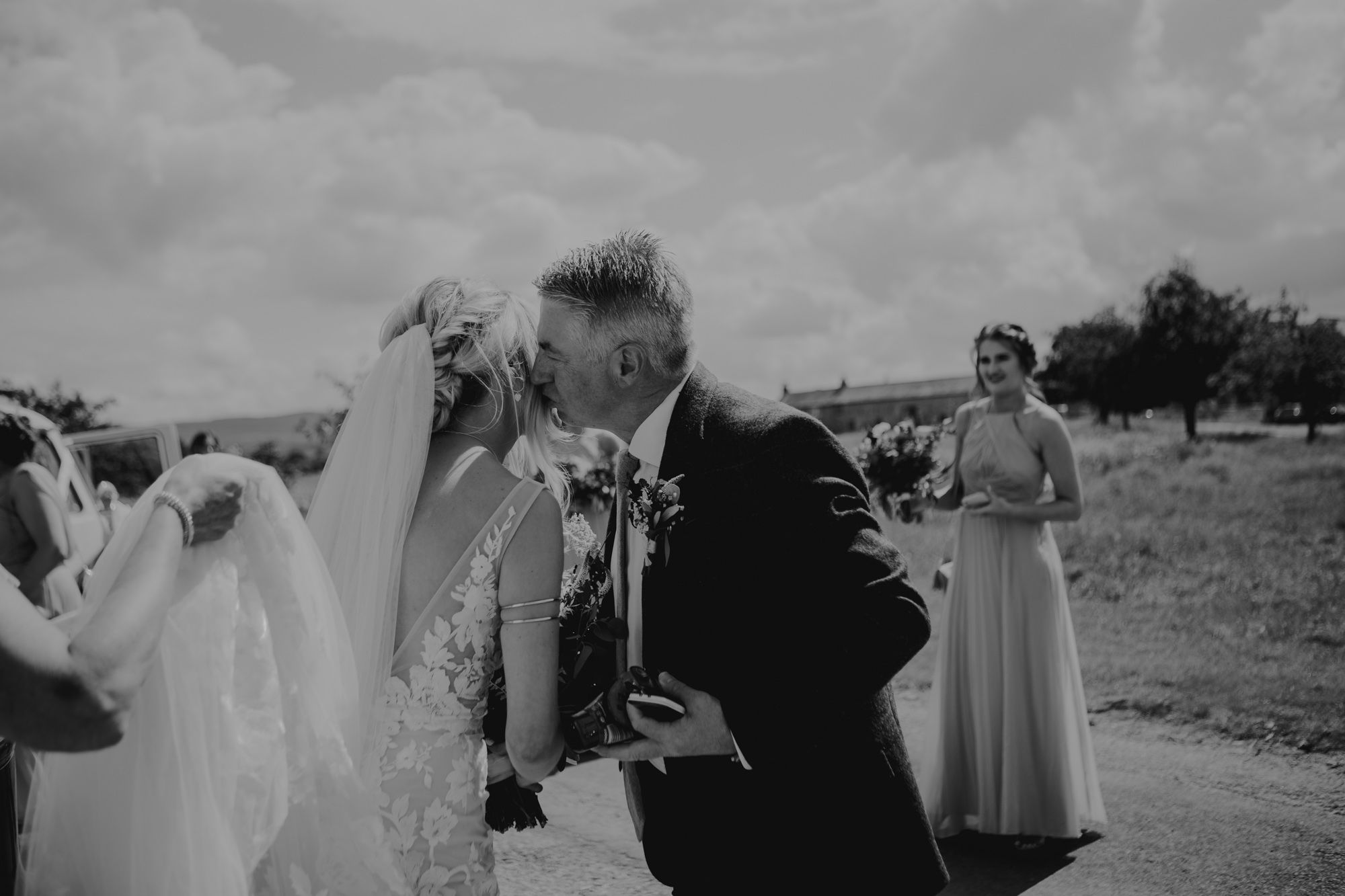 Bride and dad first look at lake district wedding