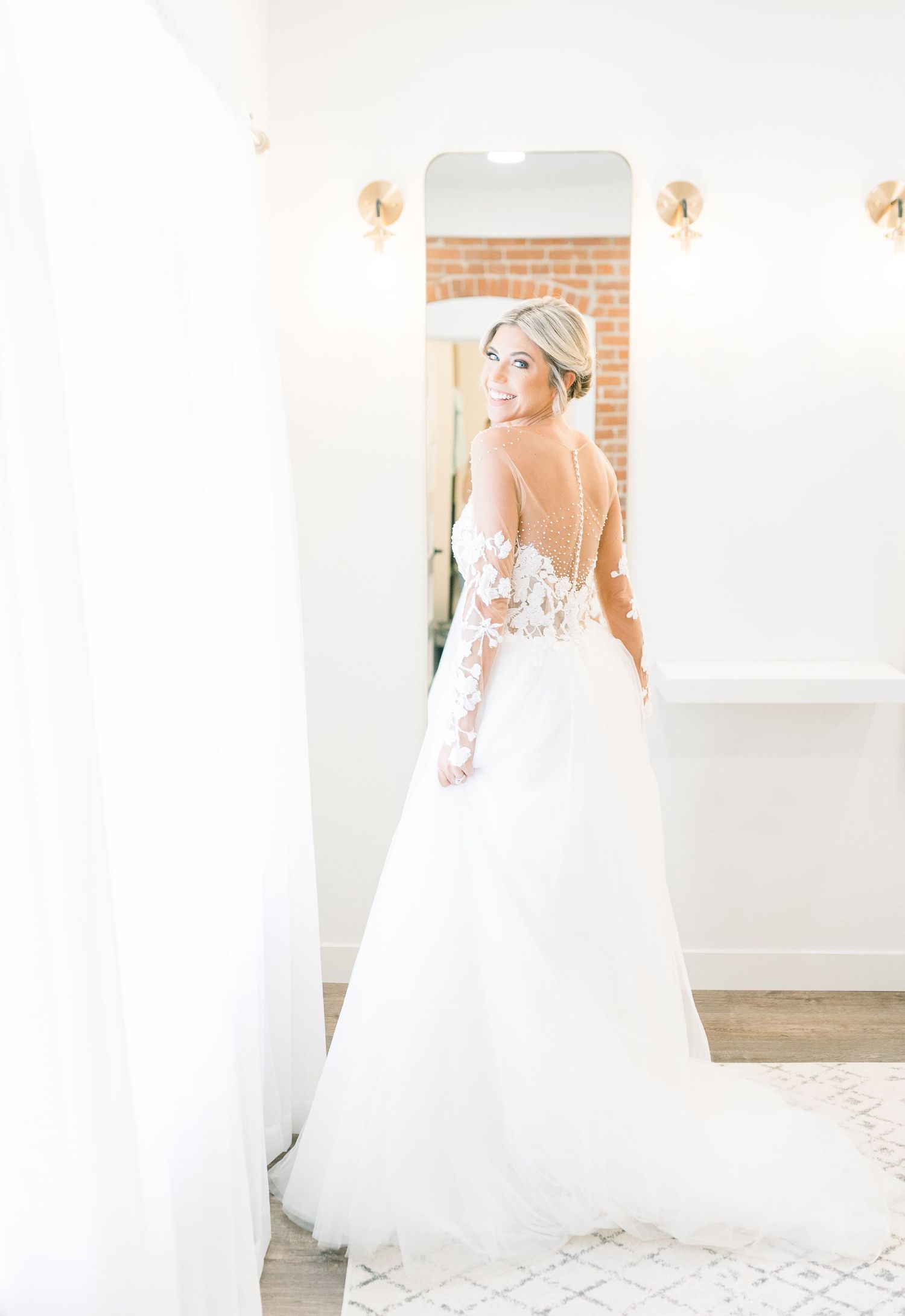 Light and airy 1868 Farmhouse Wedding in Boone, Iowa with Modern Dress gown