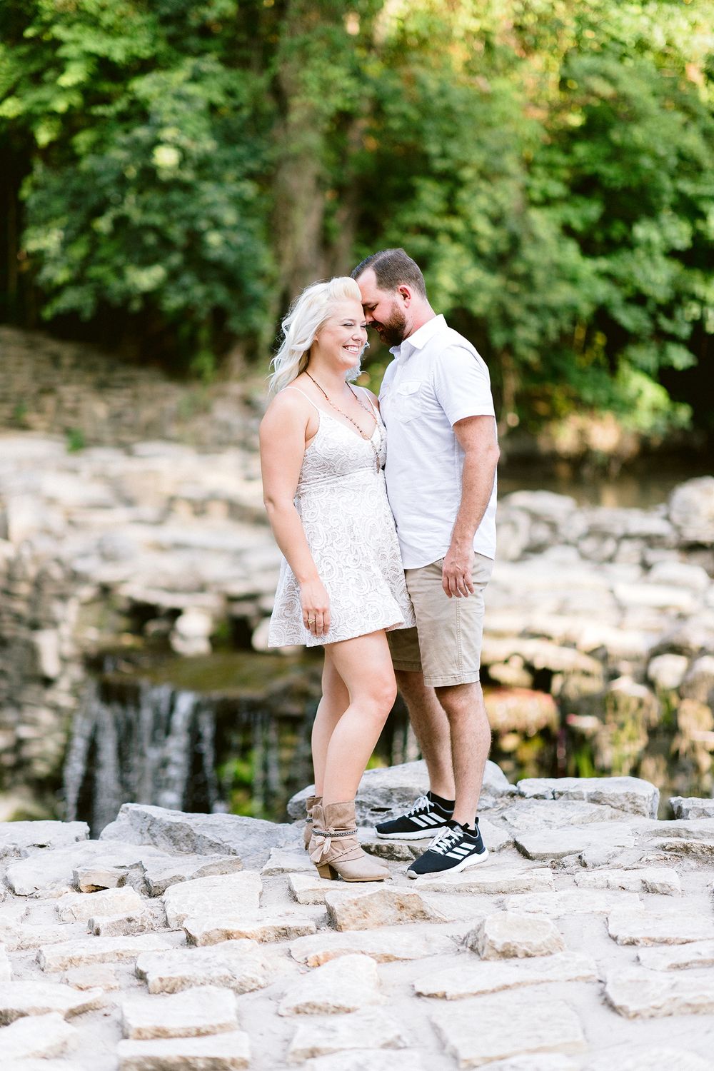 couple at waterfall Elizabeth Couch Photography Prairie creek engagement photos waterfall